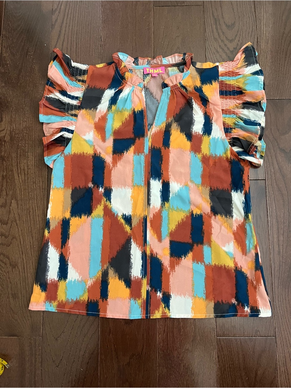 THML Printed Flutter Sleeve Top in Multi-Color - Picture 2 of 6